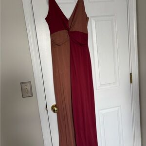 Anthropologie Red and Brown Jumpsuit